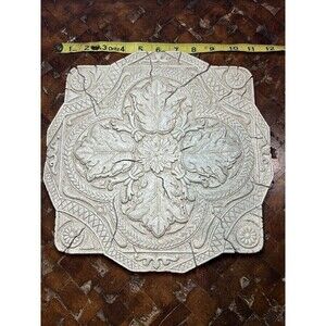 Cream Plaster Mandala Tile Wall Hanging 12”x12”